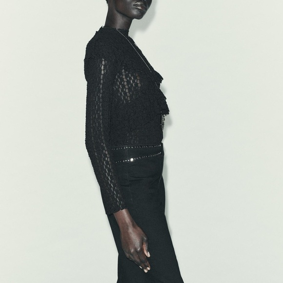 ZARA RUFFLED LACE TOP - Picture 5 of 9